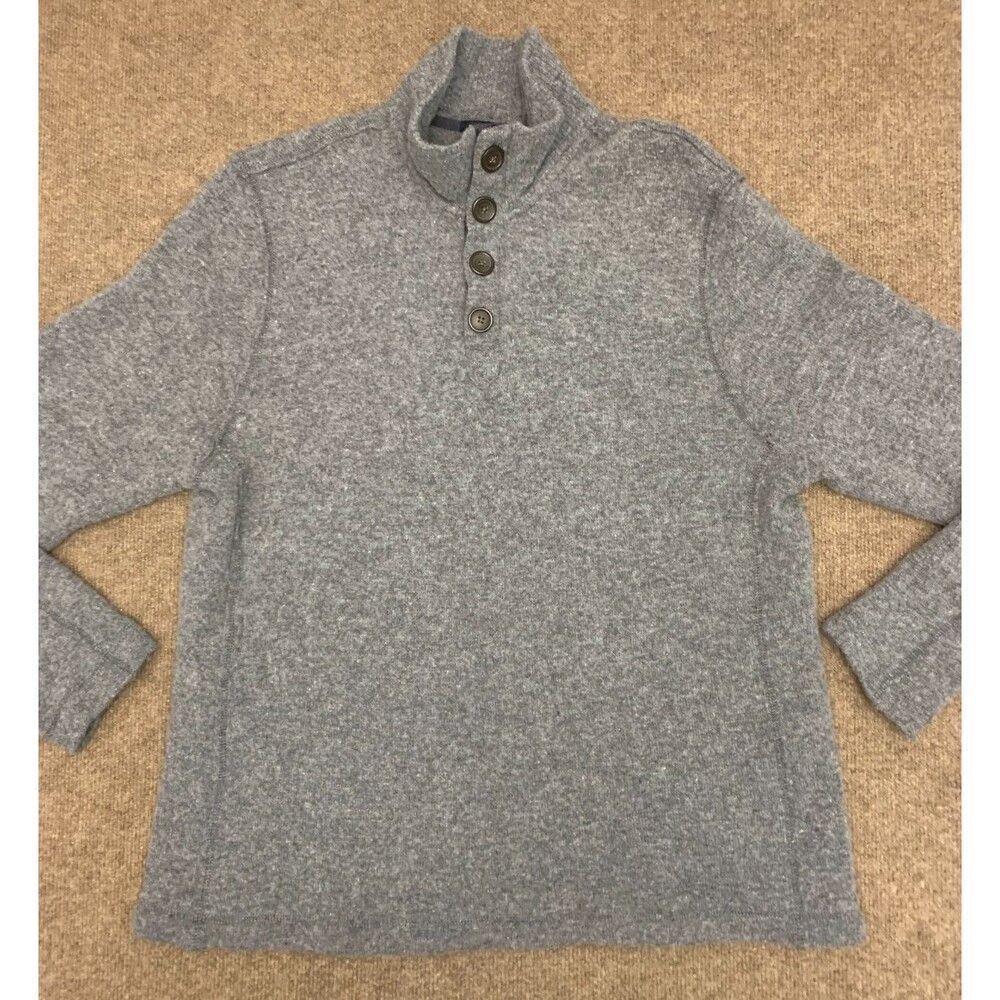 Banana Republic Sweater Mens XL Henley High-Neck Lambs-Wool Long-Sleeve Pullover